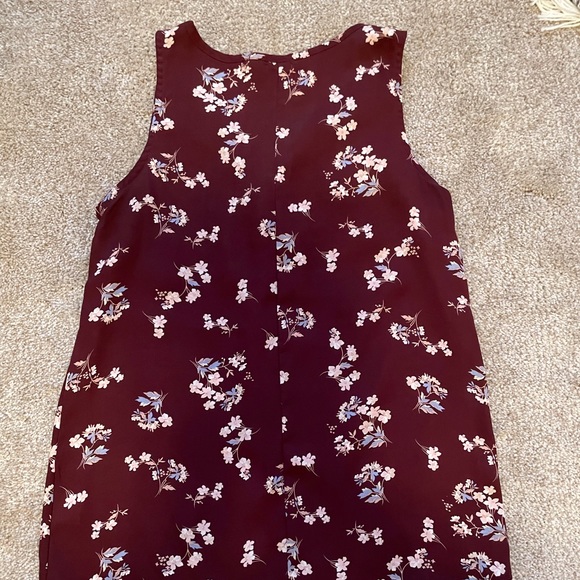 Tank Top with Floral Details XS Burgundy - Picture 3 of 3